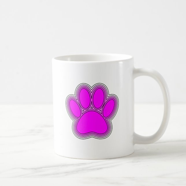 Dog Paw In Pink With Outlines Coffee Mug (Right)