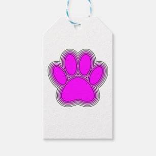 Dog Paw In Pink With Outlines Gift Tags