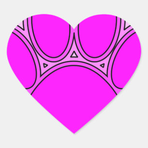 Dog Paw In Pink With Outlines Heart Sticker