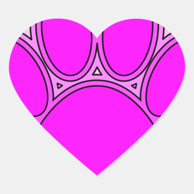 Dog Paw In Pink With Outlines Heart Sticker (Front)