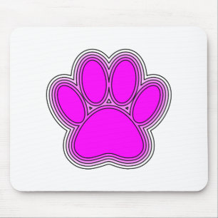 Dog Paw In Pink With Outlines Mouse Mat