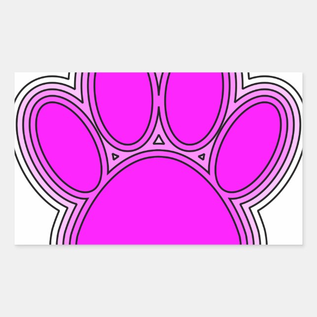 Dog Paw In Pink With Outlines Rectangular Sticker (Front)