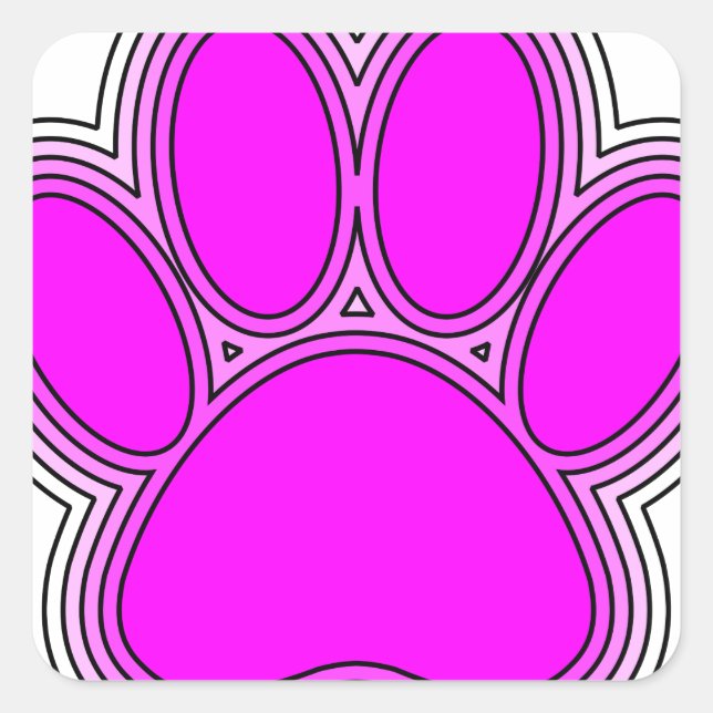 Dog Paw In Pink With Outlines Square Sticker (Front)