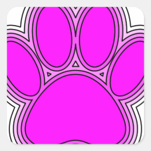 Dog Paw In Pink With Outlines Square Sticker