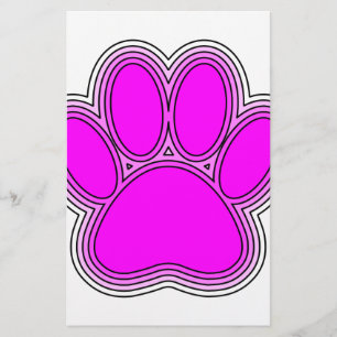 Dog Paw In Pink With Outlines Stationery