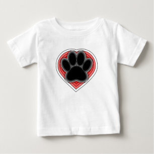 Dog Paw In Red Heart With Outlines Baby T-Shirt