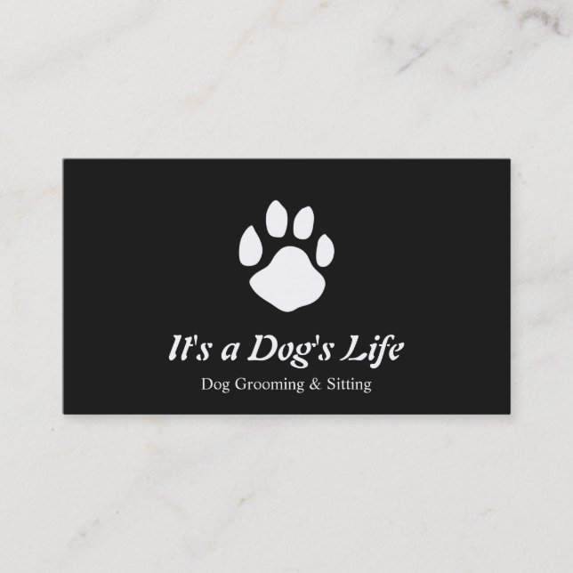Dog Paw Logo Pet Sitting and Grooming Business Card (Front)