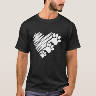Dog Paw Love Heart Funny Dog Paw Patriotic USA 4th T-Shirt