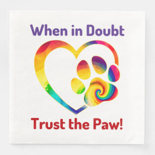 Dog Paw Love Heart Print Colourful Pet Dog Lover Napkin