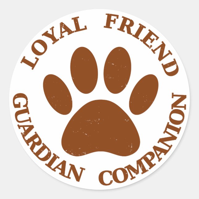 Dog Paw Loyal Friend Classic Round Sticker (Front)