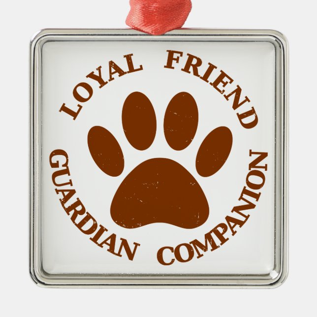 Dog Paw Loyal Friend Metal Tree Decoration (Front)