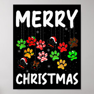 Dog Paw Merry Christmas Pajamas Puppy Dog Lover Xm Poster