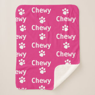  Dog Paw Name Pink White   Sherpa Blanket