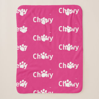 Dog Paw Name Pink White Sherpa Blanket