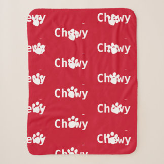Dog Paw Name Red White Sherpa Blanket