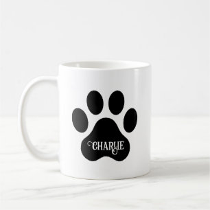 Dog Paw Name Silhouette Design Coffee Mug