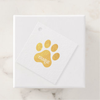 Dog Paw Name Silhouette Design Favour Tags
