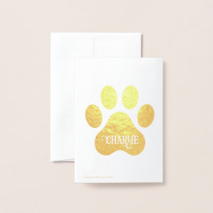 Dog Paw Name Silhouette Design Foil Card