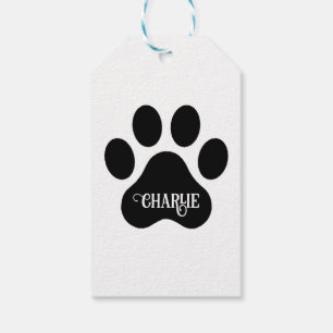 Dog Paw Name Silhouette Design Gift Tags