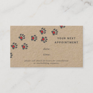 Dog paw path kraft paper appointment card