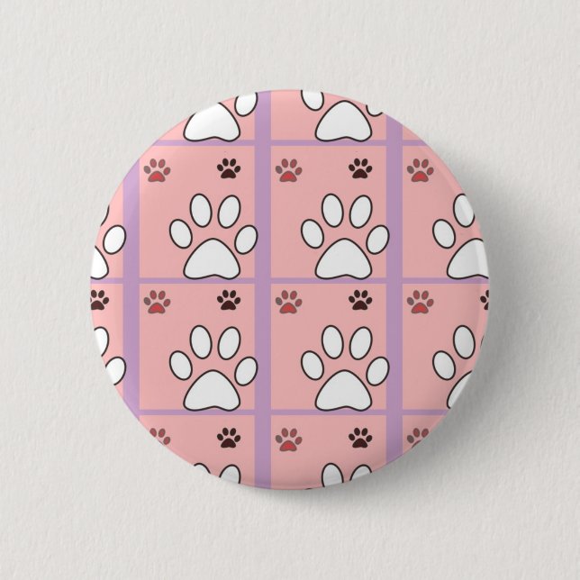 Dog Paw Pattern 6 Cm Round Badge (Front)