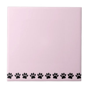 Dog Paw Pattern Light Pink Tile