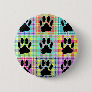 Dog Paw Pattern Quilt 6 Cm Round Badge