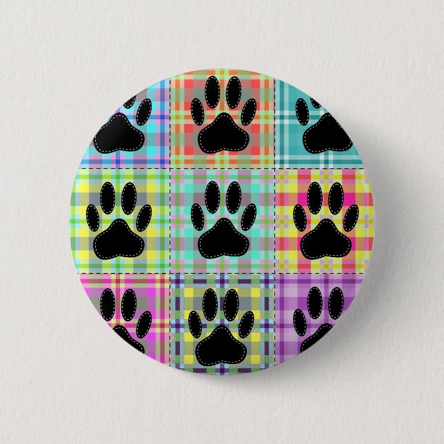 Dog Paw Pattern Quilt 6 Cm Round Badge (Front)