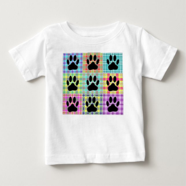 Dog Paw Pattern Quilt Baby T-Shirt (Front)