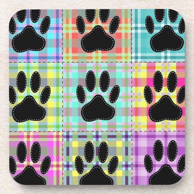 Dog Paw Pattern Quilt Coaster (Front)
