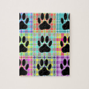 Dog Paw Pattern Quilt Jigsaw Puzzle