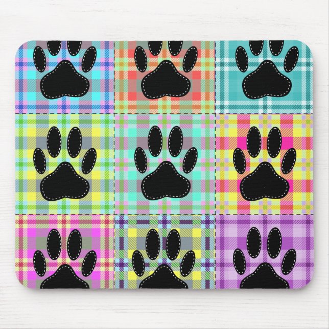 Dog Paw Pattern Quilt Mouse Mat (Front)