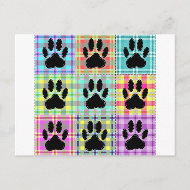 Dog Paw Pattern Quilt Postcard (Front)