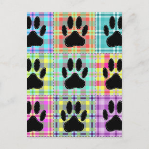 Dog Paw Pattern Quilt Postcard