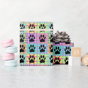 Dog Paw Pattern Quilt Wrapping Paper