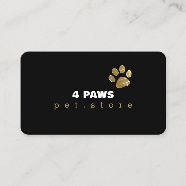 Dog Paw - Pet Store modern black Business Card (Front)