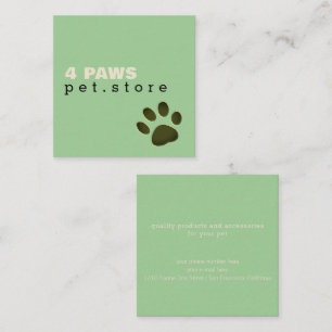 Dog Paw Pet Store pale green Square Business Card