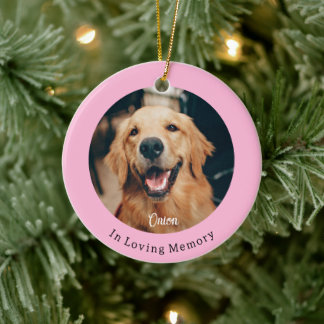 Dog Paw Pink Christmas Pet Memorial  Ceramic Tree Decoration