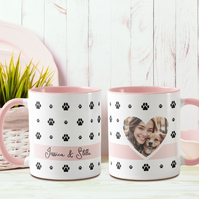 Dog Paw Pink Photo and Text  Mug (Creator Uploaded)