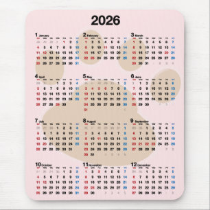 Dog Paw Print 2026 Calendar Mouse Mat