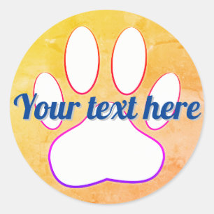 Dog Paw Print Add Custom Text Classic Round Sticker