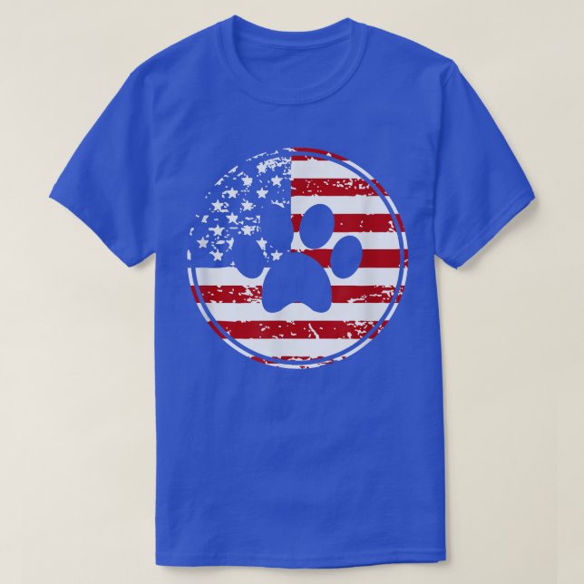 Dog Paw Print American Flag USA Patriotic  2  T-Shirt (Design Front)