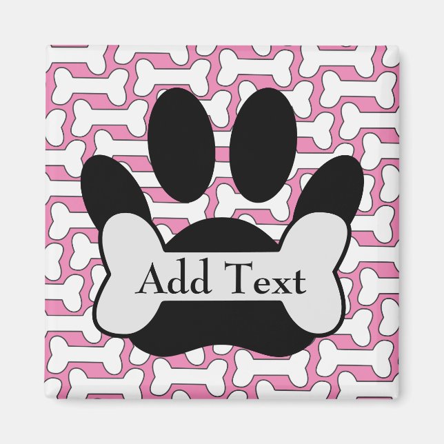 Dog Paw Print And Bone Magnet (Front)