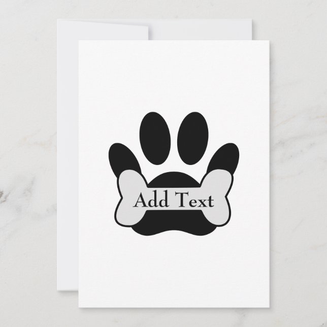 Dog Paw Print And Bone Magnet Invitation (Front)