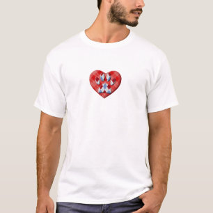 Dog Paw Print And Red Heart Drawing T-Shirt