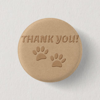 Dog Paw Print And Text Thank You  3 Cm Round Badge