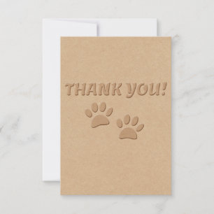 Dog Paw Print And Text  Thank You Card