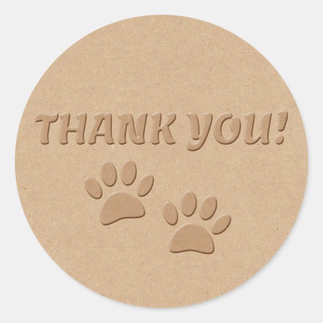 Dog Paw Print And Text  Thank You  Classic Round S Classic Round Sticker (Front)