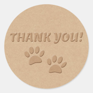 Dog Paw Print And Text  Thank You  Classic Round S Sticker