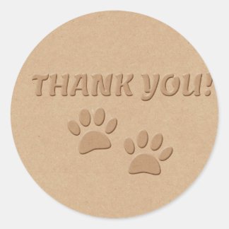 Dog Paw Print And Text Thank You Classic Round Sticker